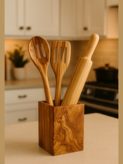 Utensilienhalter aus Olivenholz